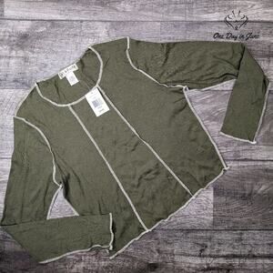 Cut & Paste Ribbed Long Sleeve Top Size XL